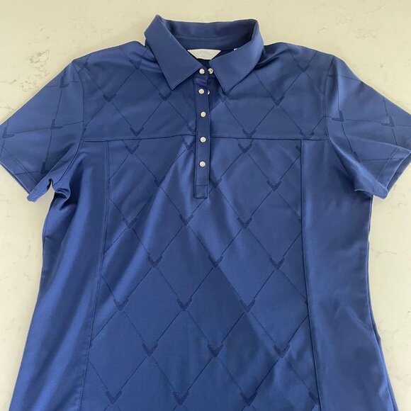 Callaway Athletic SS 5 Snap Polo Golf Shirt in Poly Blend Cobalt Blue Sz L NWOT - Picture 4 of 14